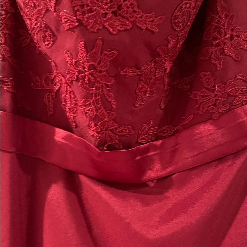 Elegant Red Lace Evening Gown - Picture 4 of 13